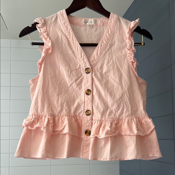 Little White House Pink Flutter Sleeve Peplum Tank Top Size Small - Picture 3 of 10